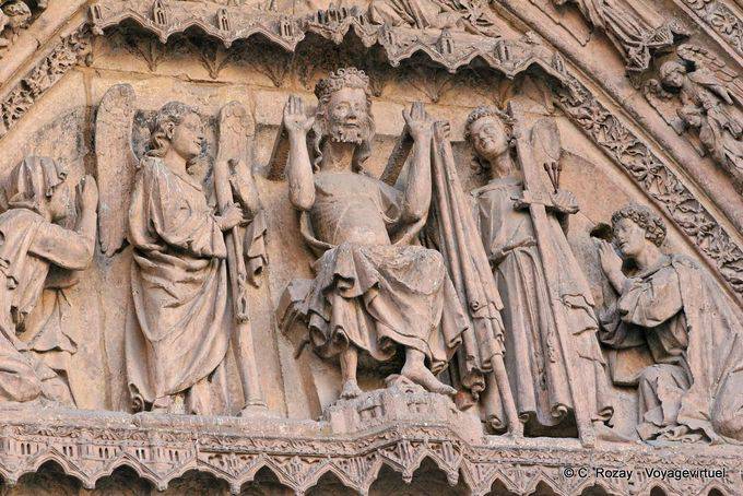 Détail de la Portada de la Virgen Blanca o del Juicio Final, cathédrale de León - Espagne