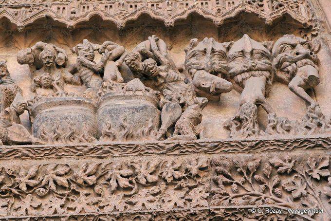 Scène des Enfers, marmites et diables, cathédrale de León - Espagne