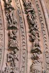 Damnés souffrant les tourments de l'enfer, portail central, cathédrale de León, Espagne.