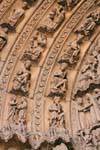 Détail des sculptures de la portada San Juan, cathédrale de León, Espagne.