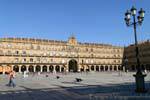 Salamanque, vue panoramique de la façade est, Plaza Mayor, Espagne.