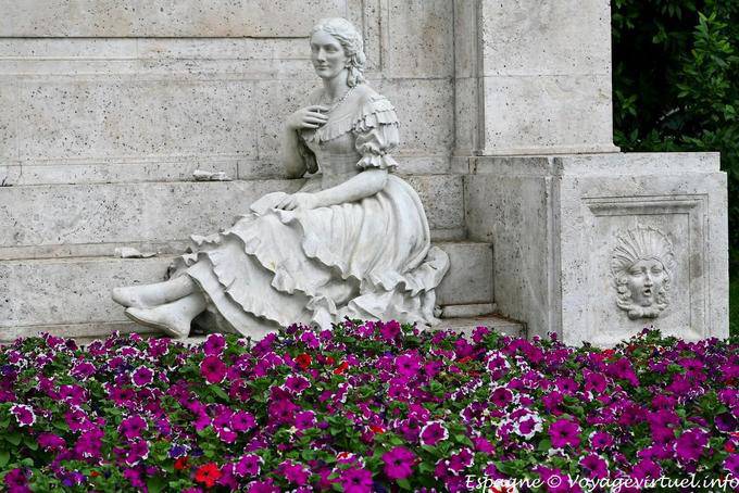Statue de femme assise, Paseo de Recoletos, Madrid - Espagne