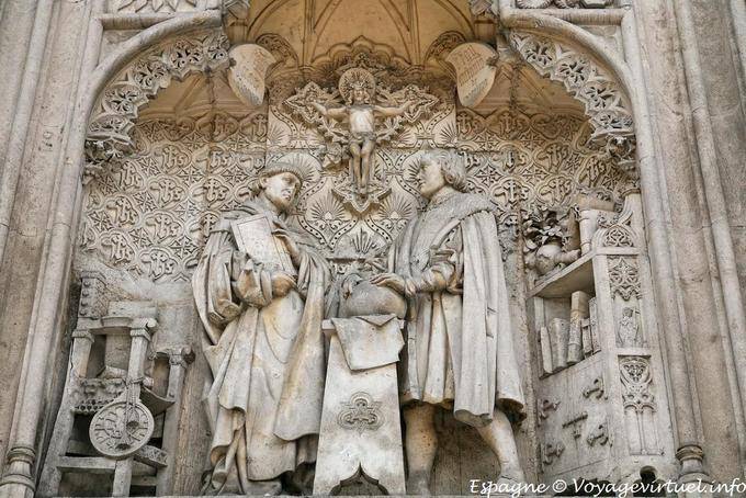 Colón exponiendo sus proyectos a Diego de Deza, monumento a Cristóbal Colón, Plaza Colon, Madrid - Espagne