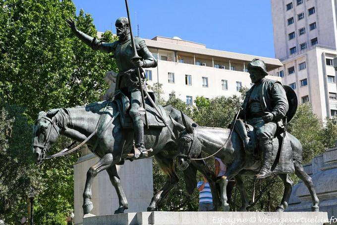 Madrid, Plaza de Espana, Don Quichotte et Sancho Panca - Espagne