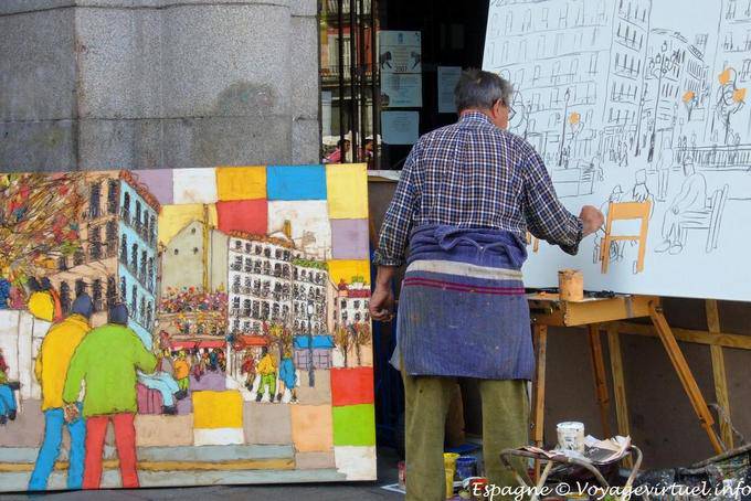 Madrid, Plaza Mayor, peintre de rue - Espagne
