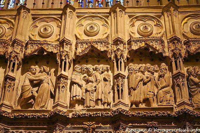 Tolède, Cathédrale, gros plan sur sculptures - Espagne