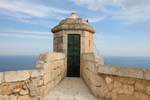 Echauguette sur remparts, Castillo Santa Barbara, Alicante, Espagne.