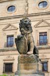 Úbeda, un des deux lions, place Molina, Espagne.