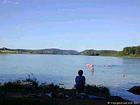 Baignade au Lac d'Ilay, Jura - Franche-Comté, France.