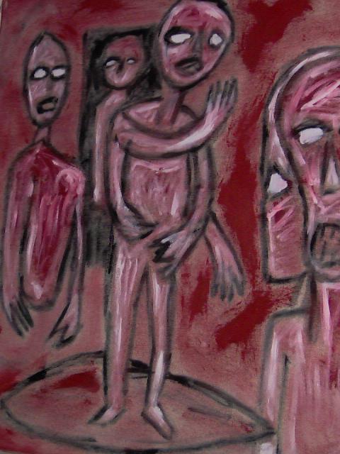 Composition rouge 'la danse dans le cercle'
huile sur toile 92x73 cm
