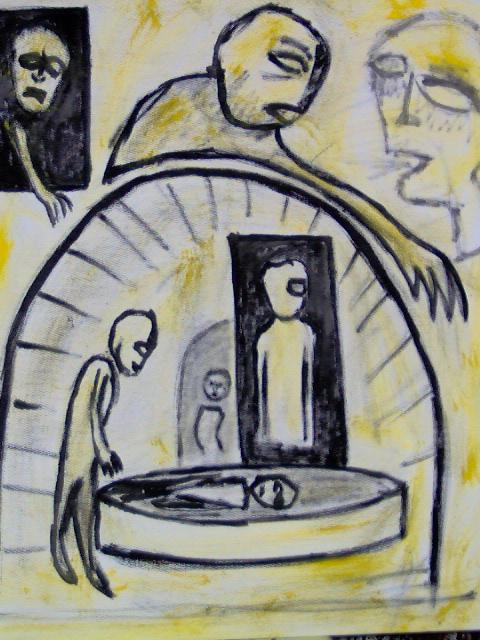 Composition jaune 'la crypte'
huile sur toile 65x55 cm
