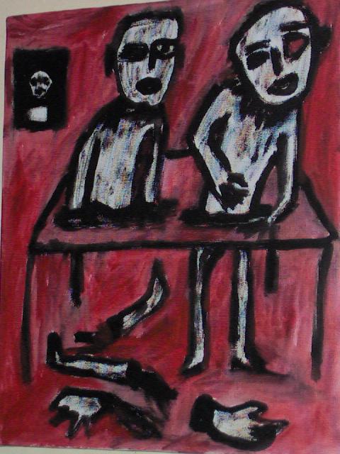 Composition rouge 'la table'
huile sur toile 30x24 cm
