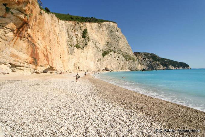 Plage sous la falaise, porto Katsiki, Leucade - Grèce