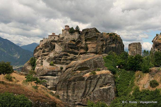 Panorama depuis le monastère de Varlaam, Les Météores - Grèce