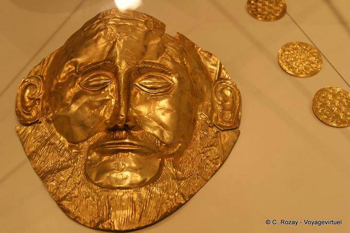 Masque d'or dit d'Agamemnon, Mycènes - Grèce