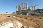 Ruines aux abords du temple de Poséidon construit en 440 BC,, Grèce.