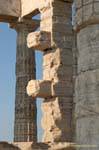 Détail architectural du temple de Poséidon, Sounion, Grèce.