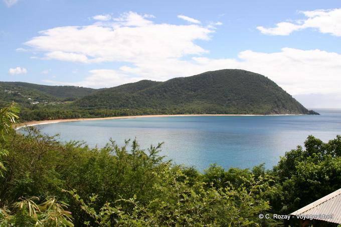La baie de Grande Anse, vue en panoramique, Deshaies - Guadeloupe