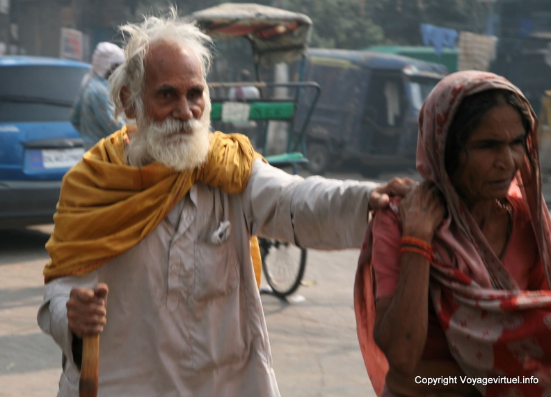 Delhi, Aveugle Et Sa Femme Darya Ganj Delhi 86