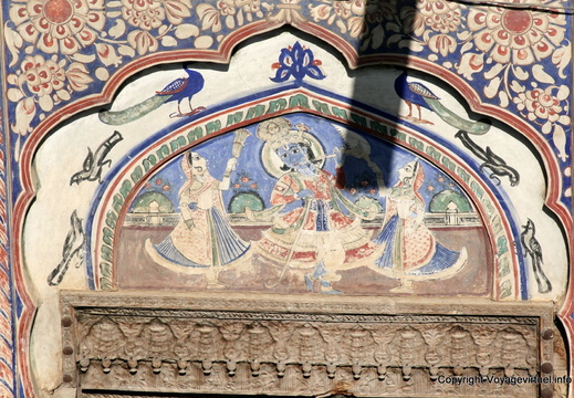 Fresque aux paons visite des havelis