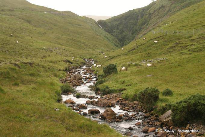 Torrent dans une mini vallée, Connemara - Irlande