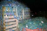 Empilement de filets sur le port la nuit, Dingle, Irlande.