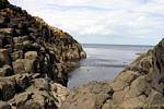 Colonnes de lave baignant dans l'océan, Chaussée des Géants, Irlande du Nord.