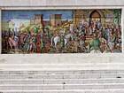 Panneau de céramique devant église S. Maria del Monte, Caltagirone, Italie.