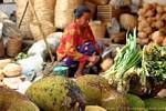 Durians de Java sur un étal, Indonésie.