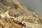 Rencontre sur le dangereux chemin du Kawa Ijen, Java, Indonésie.