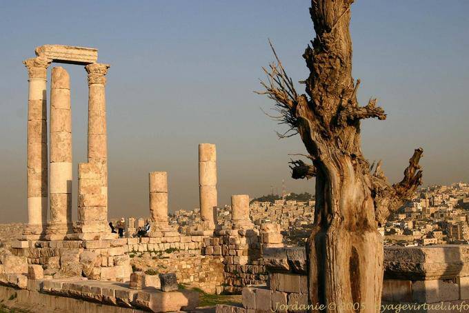 Dans les ruines du temple d'Héraclès au soleil couchant, Amman - Jordanie