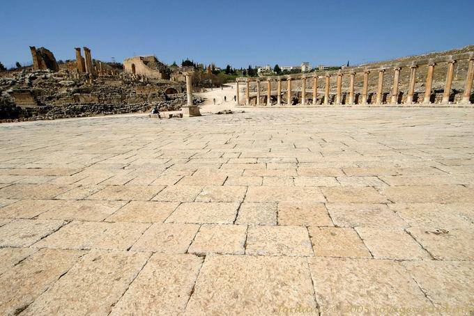 Pavement du forum, Oval Plaza, Jerash - Jordanie