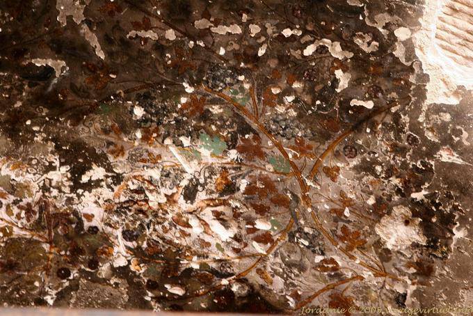 Peinture rupestre dans une salle creusée dans la roche, Little Pétra - Jordanie