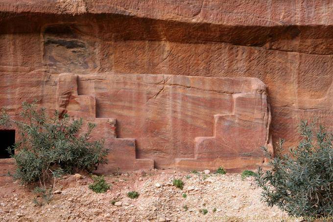 Double escalier ou ornementation, Khubta, Pétra - Jordanie