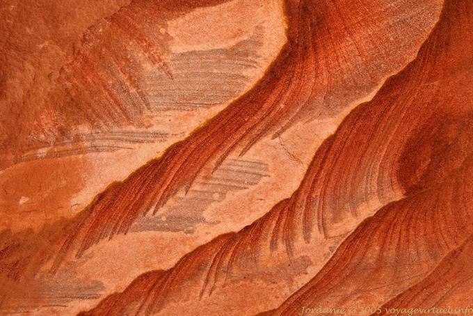 Peinture de roche, grès du Wadi Al-Farasa, Pétra - Jordanie