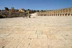 Pavement du forum, Oval Plaza, Jerash, Jordanie.