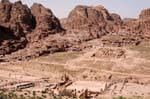Panorama sur les temples de Pétra Ville Basse, Jordanie.