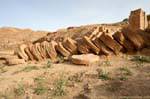 Rondelles d'une colonne effondrée, Pétra Ville Basse, Jordanie.