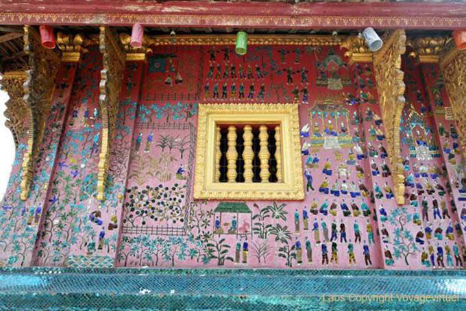 Mosaïque de verre de la librairie Haw Kawng, Wat Xieng Thong, Laos