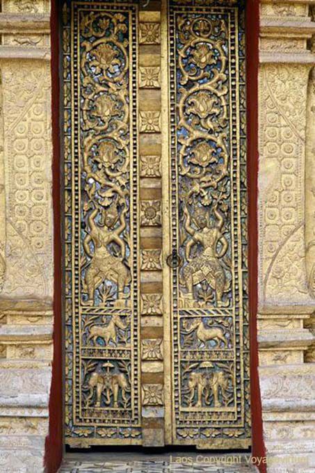 Porte du temple Wat Long Khun, Xieng Men, Luang Prabang, Laos