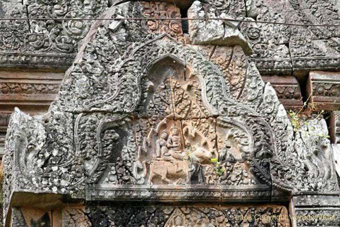 Dieux sur buffle, sculpture de Wat Phou, Laos