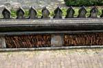 Briques plates dans le mur, Wat Ho Phra Keo, Vientiane, Laos.