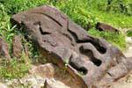 Sculpture de crocodile en creux, Wat Phou, Laos.