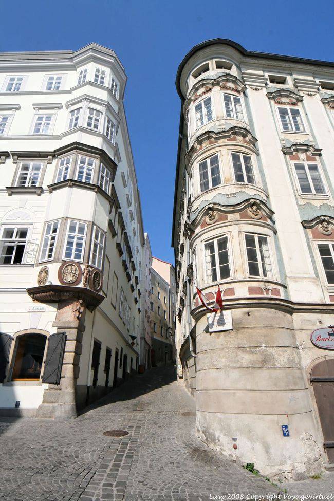 Altstadt, Hofgasse, architecture traditionnelle, Apothekerhaus, Linz - Autriche