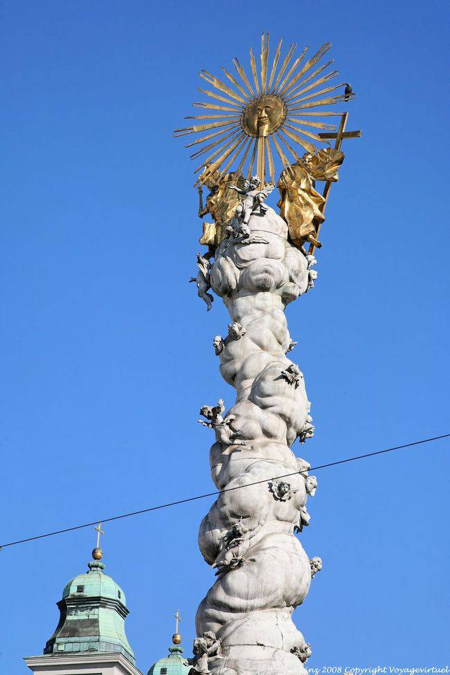 Hauptplatz, détail de la Dreifaltigkeitssaule, Linz - Autriche