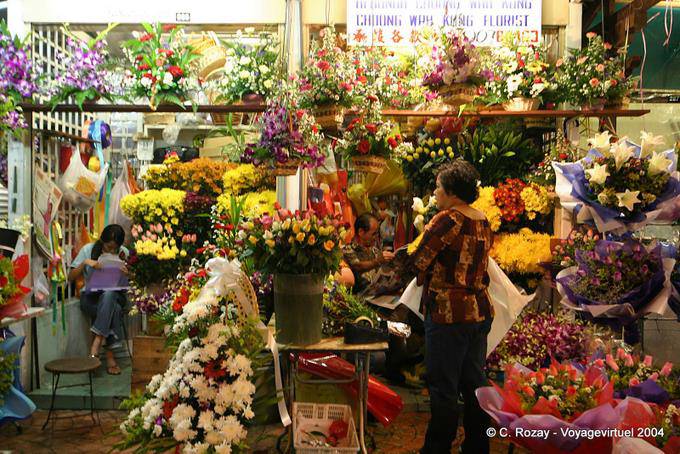 Boutique de marchande de fleurs, Kuala Lumpur, Chinese market - Malaisie