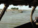 Entre Mopti et Tombouctou, vue sur la rive depuis la pinasse, Mali.