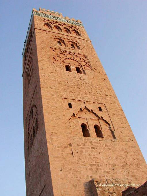 Le Minaret de la Koutoubia, en grès des carrières du Guéliz, Marrakech - Maroc