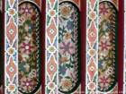 Détail des motifs colorés d'un plafond, Palais de la Bahia, Marrakech, Maroc.