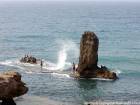 Rocher souffleur, Rmod plage Ixdain, la Cebadilla, Al Hoceïma, Maroc.